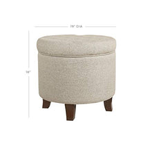 Load image into Gallery viewer, HomePop by Kinfine Fabric Upholstered Round Storage Ottoman - Velvet Button Tufted Ottoman with Removable Lid, Twine