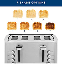 Load image into Gallery viewer, GE Stainless Steel Toaster | 4 Slice | Extra Wide Slots for Toasting Bagels, Breads, Waffles & More | 7 Shade Options for the Entire Household to Enjoy | Countertop Kitchen Essentials | 1500 Watts