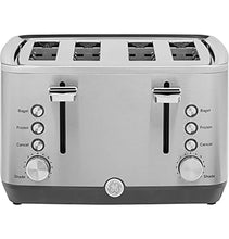 Load image into Gallery viewer, GE Stainless Steel Toaster | 4 Slice | Extra Wide Slots for Toasting Bagels, Breads, Waffles & More | 7 Shade Options for the Entire Household to Enjoy | Countertop Kitchen Essentials | 1500 Watts
