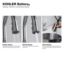 Load image into Gallery viewer, KOHLER Bellera Pull Down Kitchen Faucet, Kitchen Sink Faucet with Pull Down Sprayer, 3-Spray Faucet, Vibrant Stainless, K-560-VS
