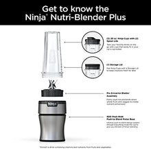 Load image into Gallery viewer, Ninja BN301 Nutri-Blender Plus Compact Personal Blender, 900-Peak-Watt Motor, Frozen Drinks, Smoothies, Sauces & More, (3) 20 oz. To-Go Cups, (2) Spout-Lids (1) Storage-Lid, Dishwasher Safe, Silver