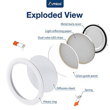 Load image into Gallery viewer, Amico 12 Pack 6 Inch 3CCT Ultra-Thin LED Recessed Ceiling Light with Junction Box, 3000K/4000K/5000K Selectable, 12W Eqv 100W, Dimmable LED Can Lights, 1000LM High Brightness Downlight