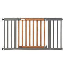 Load image into Gallery viewer, Summer West End Safety Baby Gate, Honey Oak Stained Wood with Slate Metal Frame – 30” Tall, Fits Openings up to 36” to 60” Wide, Baby and Pet Gate for Wide Spaces and Open Floor Plans