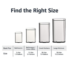 Load image into Gallery viewer, Amazon Basics Smudge Resistant Small Rectangular Trash Can With Soft-Close Foot Pedal, Brushed Stainless Steel, 5 Liter/1.32 Gallon, Satin Nickel Finish
