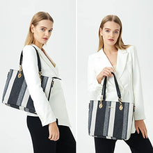 Load image into Gallery viewer, 2E-youth Designer Purses And Handbags For Women Satchel Shoulder Bag Tote Bag For Work Clutch Purses (2G-stripe-black)