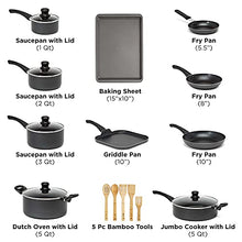 Load image into Gallery viewer, Ecolution Easy Clean Nonstick Cookware Set, Dishwasher Safe Kitchen Pots and Pans Set, Comfort Grip Handle, Even Heating, Ultimate Food Release, 20-Piece, Black