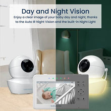 Load image into Gallery viewer, Baby Monitor, Babysense 4.3" Split Screen, Video Baby Monitor with Two Cameras and Audio, Remote PTZ, 960ft Range (Open Space), Adjustable Night Light, Two-Way Audio, Zoom, Night Vision, Lullabies