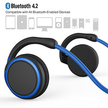 Load image into Gallery viewer, Small Bluetooth Headphones Wrap Around Head - Sports Wireless Headset with Built in Microphone and Crystal-Clear Sound, Foldable and Carried in The Purse, and 12-Hour Battery Life, Blue