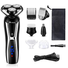 Load image into Gallery viewer, SURKER Electric Shaver Razor Cordless Beard Trimmer for Men Nose Hair Trimmer 3 in 1 Trimmer Grooming Kit Plus 1 Facial Cleansing Brush Waterproof USB Rechargeable Dry Wet