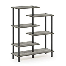 Load image into Gallery viewer, Furinno Turn-N-Tube 6-Tier Accent Display Rack, French Oak Grey/Black