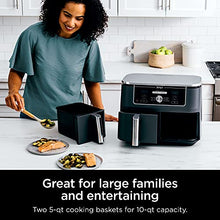 Load image into Gallery viewer, Ninja DZ401 Foodi 10 Quart 6-in-1 DualZone XL 2-Basket Air Fryer with 2 Independent Frying Baskets, Match Cook & Smart Finish to Roast, Broil, Dehydrate & More for Quick, Easy Family-Sized Meals, Grey