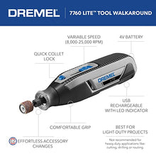 Load image into Gallery viewer, Dremel Lite 7760 N/10 4V Li-Ion Cordless Rotary Tool Variable Speed Multi-Purpose Rotary Tool Kit, USB Charging, Easy Accessory Changes - Perfect For Light-Duty DIY & Crafting