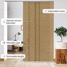 Load image into Gallery viewer, GoDear Design Adjustable Sliding Panel Track Vertical Blinds 45.8"- 86" W x Up to 96" H, Extendable Window Blinds for Glass & Cloest Doors, Trimmable Natural Woven Curtains, Pecan