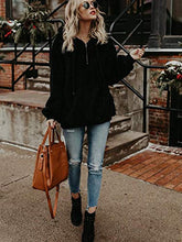 Load image into Gallery viewer, Century Star Womens Oversized Long Sleeve Casual Pullover Sweatshirt Fuzzy Hoodie Pockets Black Medium