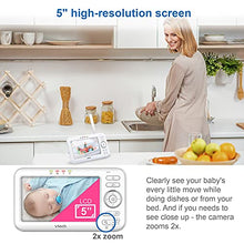 Load image into Gallery viewer, VTech VM5463-2 Video Baby Monitor with 5" Screen, Pan Tilt Zoom, Sound Activated Night Light and Vision, Glow on The Ceiling Projection, Multiple Viewing Options, 2 Cameras