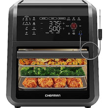 Load image into Gallery viewer, CHEFMAN ExacTemp™ 12 Quart 5-in-1 Air Fryer with Integrated Smart Cooking Thermometer, 28 Touchscreen Presets, Rotisserie, Dehydrator, Bake, XL Convection Oven with Auto Shutoff, Black