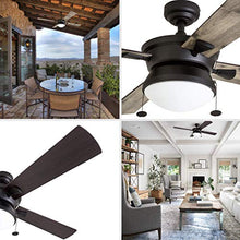 Load image into Gallery viewer, Prominence Home 50345-01 Auletta Outdoor Ceiling Fan, 52” ETL Damp Rated 4 Blades, LED Frosted Contemporary Light Fixture, Matte Black