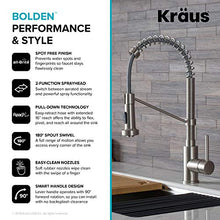 Load image into Gallery viewer, Kraus KPF-1610SS Bolden 18-Inch Commercial Kitchen Faucet with Dual Function Pull-Down Sprayhead in All-Brite Finish, Stainless Steel