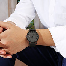 Load image into Gallery viewer, BUREI Men's Fashion Minimalist Wrist Watch Analog Deep Gray Date with Black Mesh Band