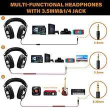 Load image into Gallery viewer, OneOdio Wired Over Ear Headphones Studio Monitor & Mixing DJ Stereo Headsets with 50mm Neodymium Drivers and 1/4 to 3.5mm Audio Jack for AMP Computer Recording Phone Piano Guitar Laptop - Black