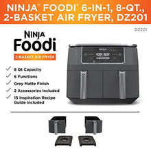 Load image into Gallery viewer, Ninja DZ201 Foodi 8 Quart 6-in-1 DualZone 2-Basket Air Fryer with 2 Independent Frying Baskets, Match Cook & Smart Finish to Roast, Broil, Dehydrate & More for Quick, Easy Meals, Grey