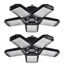 Load image into Gallery viewer, Mefflypee 2 Pack LED Garage Lights, 120W Deformable LED Garage Ceiling Lights with 5 Adjustable Panels, 12000LM E26 LED Shop Lights for Garage, Basement, Barn, High Bay Light (2 Pack)