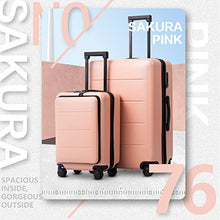 Load image into Gallery viewer, COOLIFE Luggage Suitcase Piece Set Carry On ABS+PC Spinner Trolley with pocket Compartmnet Weekend Bag (Sakura pink, 2-piece Set)