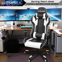 Load image into Gallery viewer, Homall Gaming Chair Office Chair High Back Computer Chair Leather Desk Chair Racing Executive Ergonomic Adjustable Swivel Task Chair with Headrest and Lumbar Support (White)