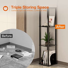 Load image into Gallery viewer, addlon LED Modern Shelf Floor Lamp with White Lamp Shade and LED Bulb - Display Floor Lamps with Shelves for Living Room, Bedroom and Office - Black