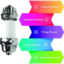 Load image into Gallery viewer, Aqua Earth 15 Stage Shower Filter with Vitamin C Shower Filters for Hard Water Unique Coconut Shell Activated Carbon Technology | Best Removes Chlorine Fluoride Heavy Metals & Other Sediments