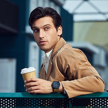 Load image into Gallery viewer, BY BENYAR Men's Watches Waterproof Sport Military Watch for Men Multifunction Chronograph Black Fashion Quartz Wristwatches Calendar with Leather Strap