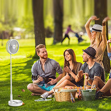 Load image into Gallery viewer, AICase Stand Fan,Folding Portable Telescopic Floor/USB Desk Fan with 7200mAh Rechargeable Battery,4 Speeds Super Quiet Adjustable Height and Head Great for Office Home Outdoor Camping