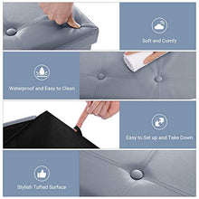 Load image into Gallery viewer, SONGMICS 43 Inches Folding Storage Ottoman Bench, Storage Chest, Footrest, Coffee Table, Padded Seat, Faux Leather, Holds up to 660 lb, Gray ULSF70GY