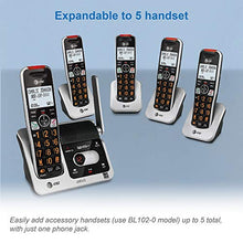 Load image into Gallery viewer, AT&T BL102-4 DECT 6.0 4-Handset Cordless Phone for Home with Answering Machine, Call Blocking, Caller ID Announcer, Audio Assist, Intercom, and Unsurpassed Range, Silver/Black