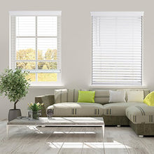 Load image into Gallery viewer, ARLO BLINDS Faux Wood Blinds, 2" Cordless Horizontal Blinds with Crown Valance, 34.625" W x 60" H, White