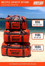Load image into Gallery viewer, Unplug Ultimate Adventure Bag -1680D Heavy Duty Waterproof Duffel Bag for Boating, Motorcycling, Hunting, Camping, Kayaks or Jet Ski. Gets Gear Through Any Conditions (110L, Adventure Orange)
