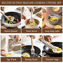Load image into Gallery viewer, Umite Chef Kitchen Cooking Utensils Set, 33 pcs Non-Stick Silicone Cooking Kitchen Utensils Spatula Set with Holder, Wooden Handle Silicone Kitchen Gadgets Utensil Set (Khaki)