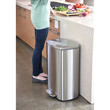 Load image into Gallery viewer, iTouchless SoftStep 13.2 Gallon Step Trash Can with Odor Filter System, Stainless Steel 50 Liter Pedal Garbage Bin for Kitchen, Home, Office, Silent and Gentle Lid Close