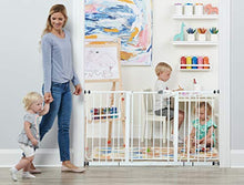 Load image into Gallery viewer, Regalo 56-Inch Extra WideSpan Walk Through Baby Gate, Includes 4-Inch, 8-Inch and 12-Inch Extension, 4 Pack of Pressure Mounts and 4 Pack of Wall Cups and Mounting Kit, White