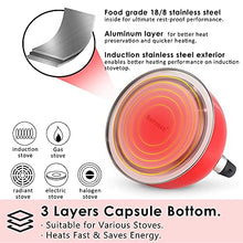 Load image into Gallery viewer, Rorence Whistling Tea Kettle: 2.5 Quart Stainless Steel Kettle with Capsule Bottom & Heat-resistant Glass Lid (Red)