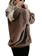 Load image into Gallery viewer, Century Star Womens Oversized Long Sleeve Casual Pullover Sweatshirt Fuzzy Hoodie Pockets Brown Small