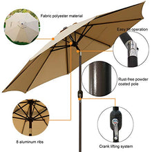 Load image into Gallery viewer, Blissun 9' Outdoor Market Patio Umbrella with Push Button Tilt and Crank, 8 Ribs (Tan)