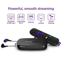 Load image into Gallery viewer, Roku Ultra LT 4K/HDR/HD Streaming Player with Enhanced Voice Remote, Ethernet, MicroSD with Premium 6FT 4K Ready HDMI Cable, Black