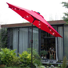 Load image into Gallery viewer, Sunnyglade 9' Solar LED Lighted Patio Umbrella with 8 Ribs/Tilt Adjustment and Crank Lift System (Red)