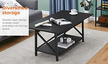 Load image into Gallery viewer, GreenForest Coffee Table Farmhouse Rustic with Storage Shelf for Living Room 43.3 x 23.6 inch, Easy Assembly, Black