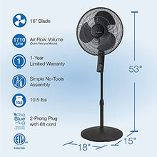 Load image into Gallery viewer, Lasko S16612 Oscillating 16″ Adjustable Pedestal Stand Fan with Timer, Thermostat and Remote for Indoor, Bedroom, Living Room, Home Office & College Dorm Use, 16 Inch, Black 16612