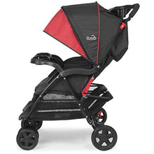 Load image into Gallery viewer, Kolcraft Cloud Plus Lightweight Double Stroller with Reclining Seats & Extendable Canopies, Red/Black