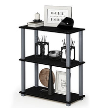 Load image into Gallery viewer, FURINNO Turn-S-Tube 3-Tier Compact Shelf Display Rack, Square, Black/Grey