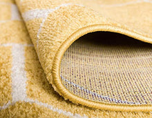 Load image into Gallery viewer, Unique Loom Trellis Frieze Collection Area Rug-Modern Morroccan Inspired Geometric Lattice Design, 6 x 9 ft, Yellow/Ivory