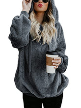 Load image into Gallery viewer, Century Star Womens Fuzzy Hoodies Pullover Sport Hoodie Cozy Oversized Pockets Hooded Sweatshirt Athletic Fleece Hoodies Dark Grey Large